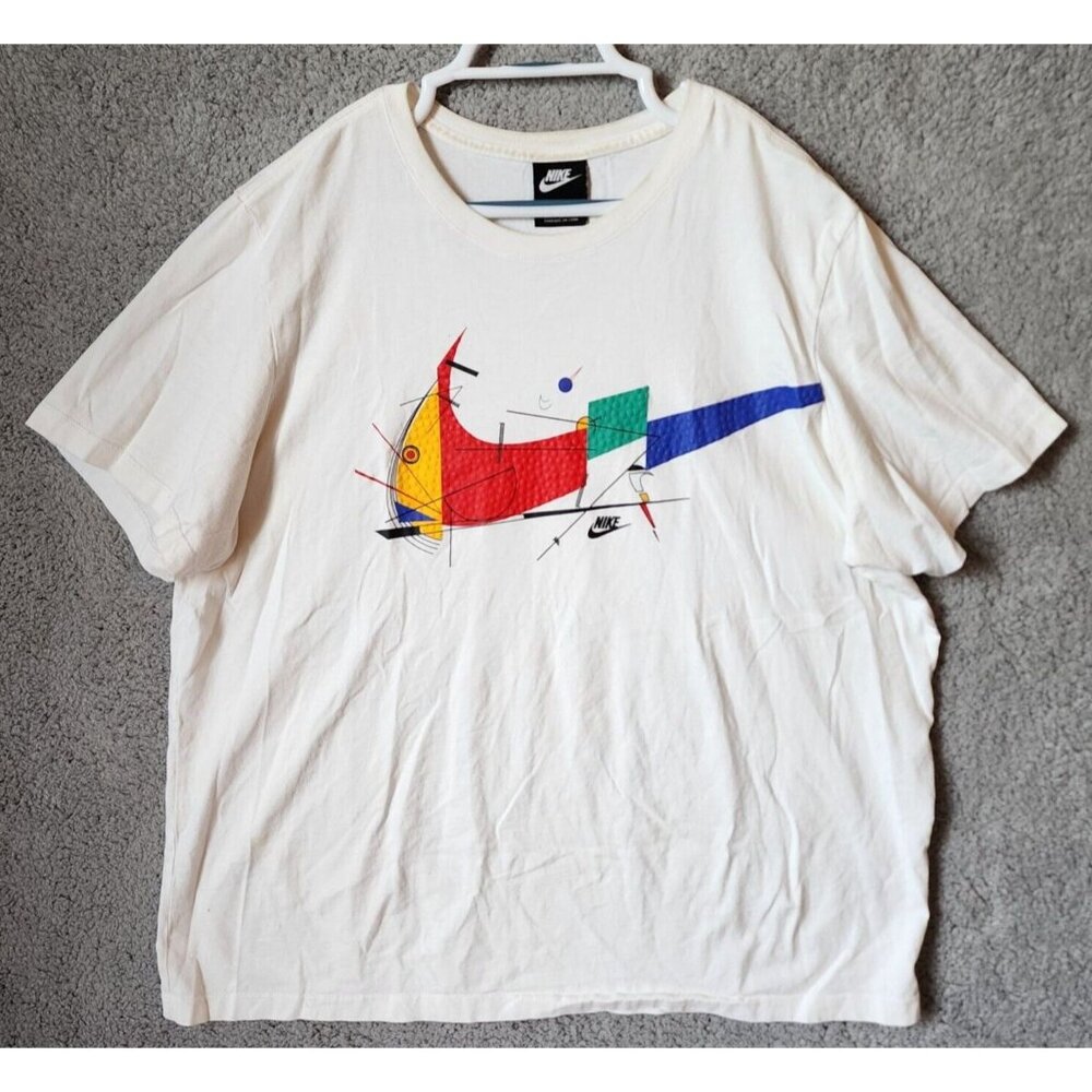 Nike Game Changer White Colorful Basketball Textured Swoosh Logo TShirt Size 2XL